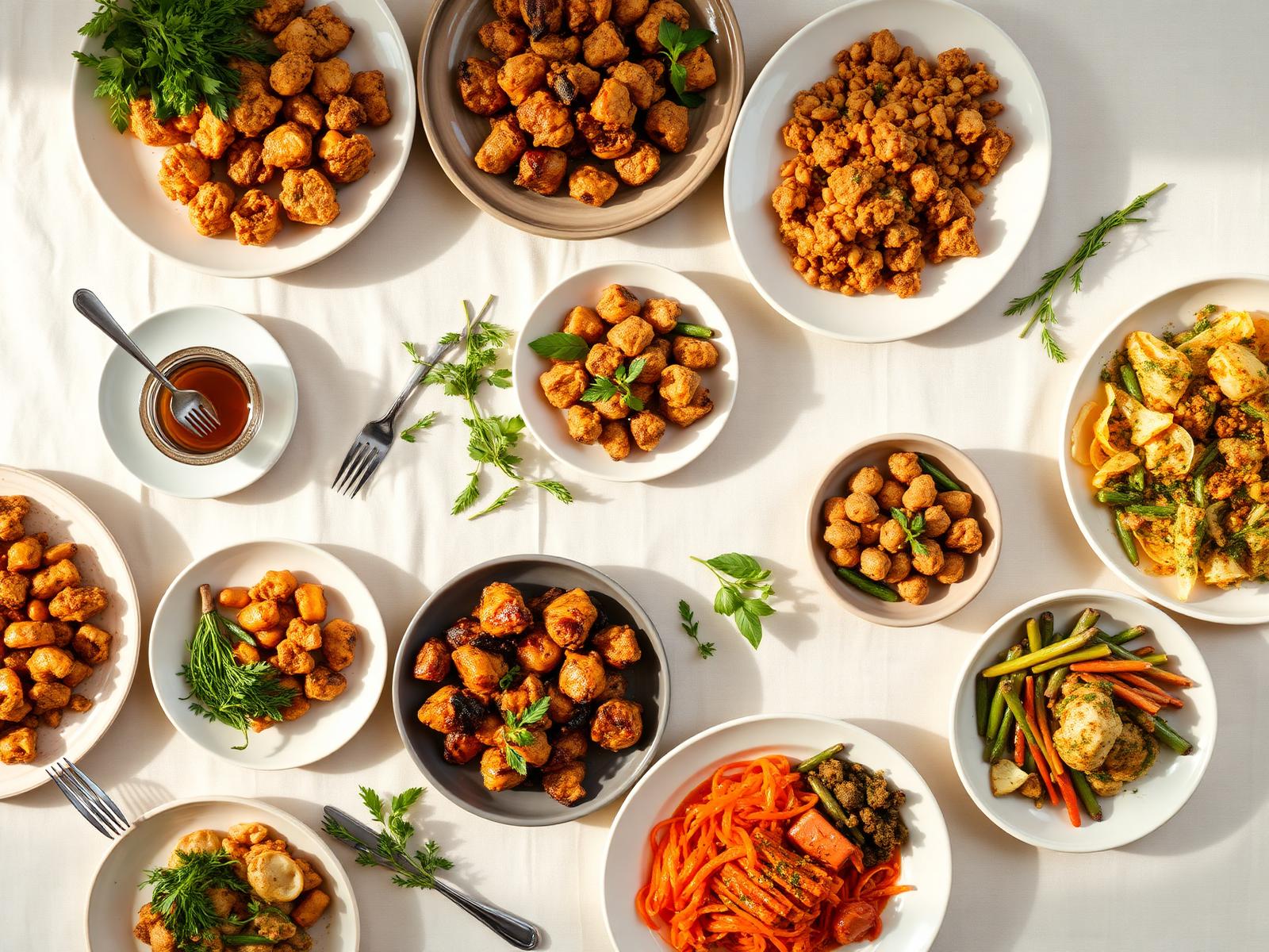 Multicultural catering spread